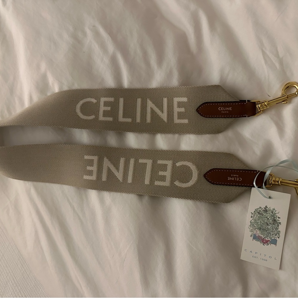 Celine Taupe Canvas Strap with Gold Accents